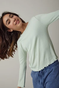 Hello Franki Everly Long Sleeve Lettuce Edge T-Shirt for girls