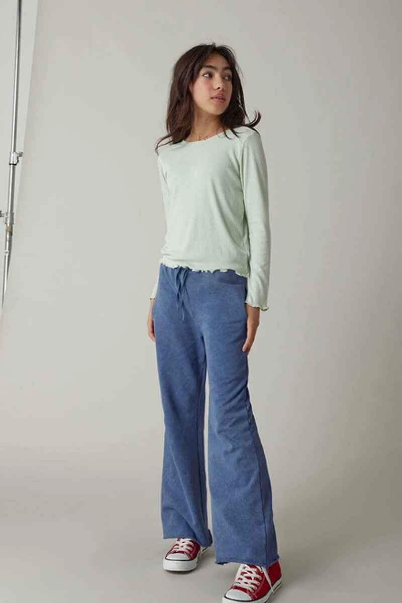 Hello Franki Everly Long Sleeve Lettuce Edge T-Shirt for girls