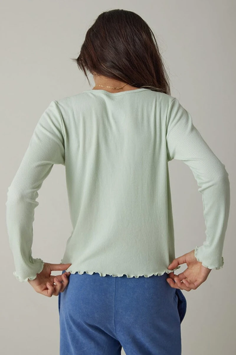 Hello Franki Everly Long Sleeve Lettuce Edge T-Shirt for girls