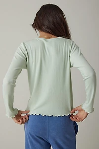 Hello Franki Everly Long Sleeve Lettuce Edge T-Shirt for girls