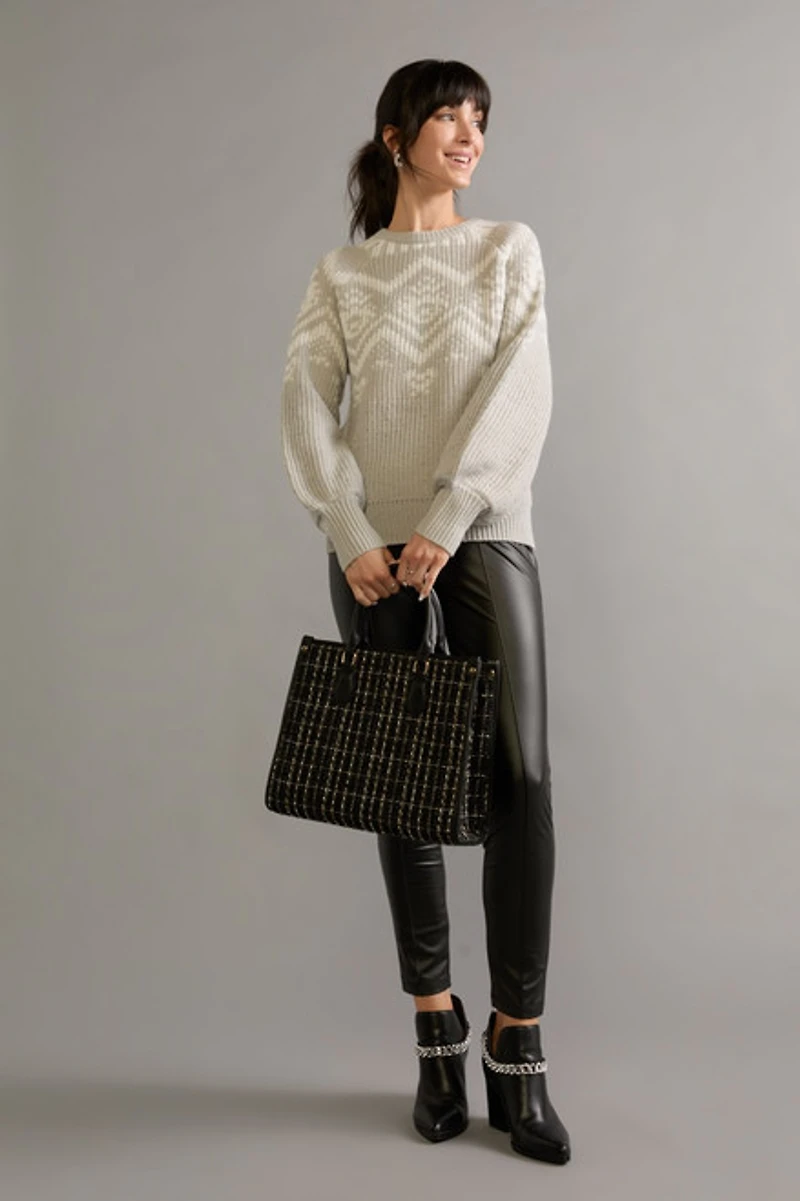 Marilyn Fairisle Pullover Sweater Gray