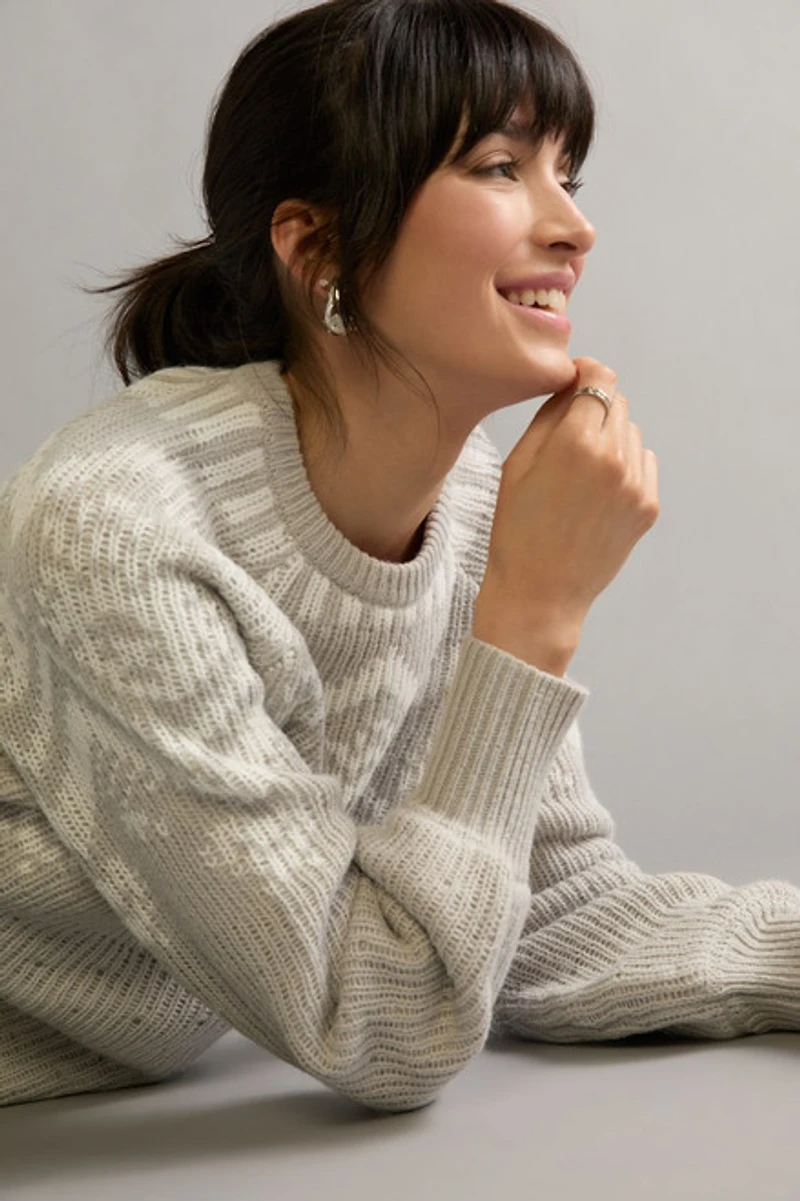 Marilyn Fairisle Pullover Sweater Gray