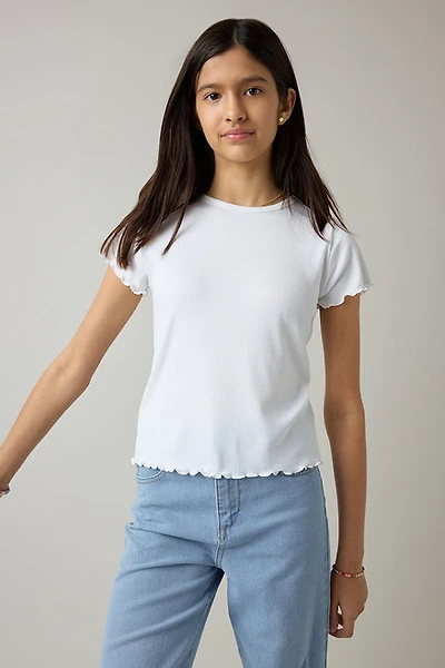Hello Franki Everly Lettuce Edge Rib Knit T-Shirt for girls