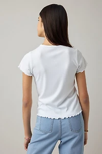 Hello Franki Everly Lettuce Edge Rib Knit T-Shirt for girls