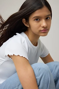 Hello Franki Everly Lettuce Edge Rib Knit T-Shirt for girls