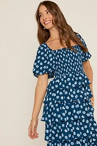 Katheryn Floral Midi Dress Navy