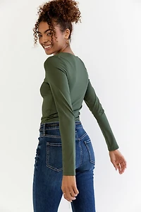 yummi by francesca's Crew Neck Tee Olive Green