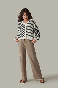 Hello Franki Mixed Print Cardigan for girls Charcoal