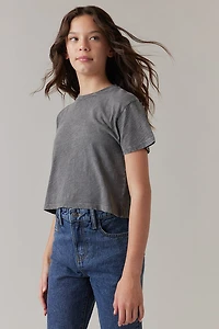 Hello Franki Olivia Cropped Slub T-Shirt for girls Charcoal