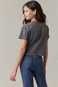 Hello Franki Olivia Cropped Slub T-Shirt for girls Charcoal