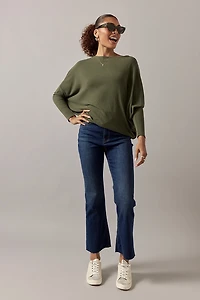 Josie Long Sleeve Dolman Top Olive Green