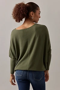 Josie Long Sleeve Dolman Top Olive Green