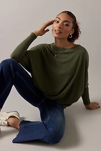 Josie Long Sleeve Dolman Top Olive Green