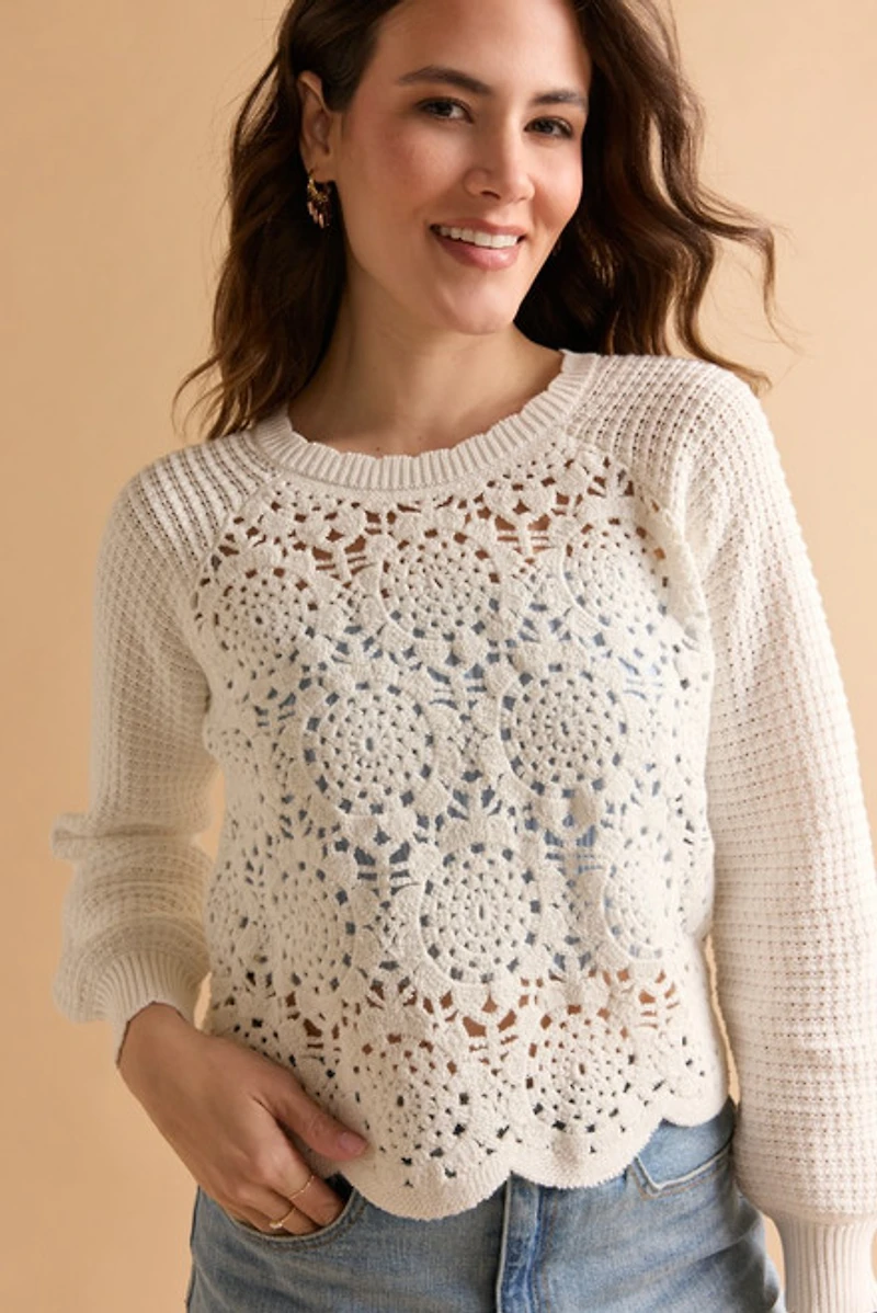 Lilly Crochet Front Pullover Sweater