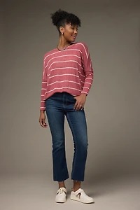 Candice Striped Long Sleeve Dolman Knit Top Mauve