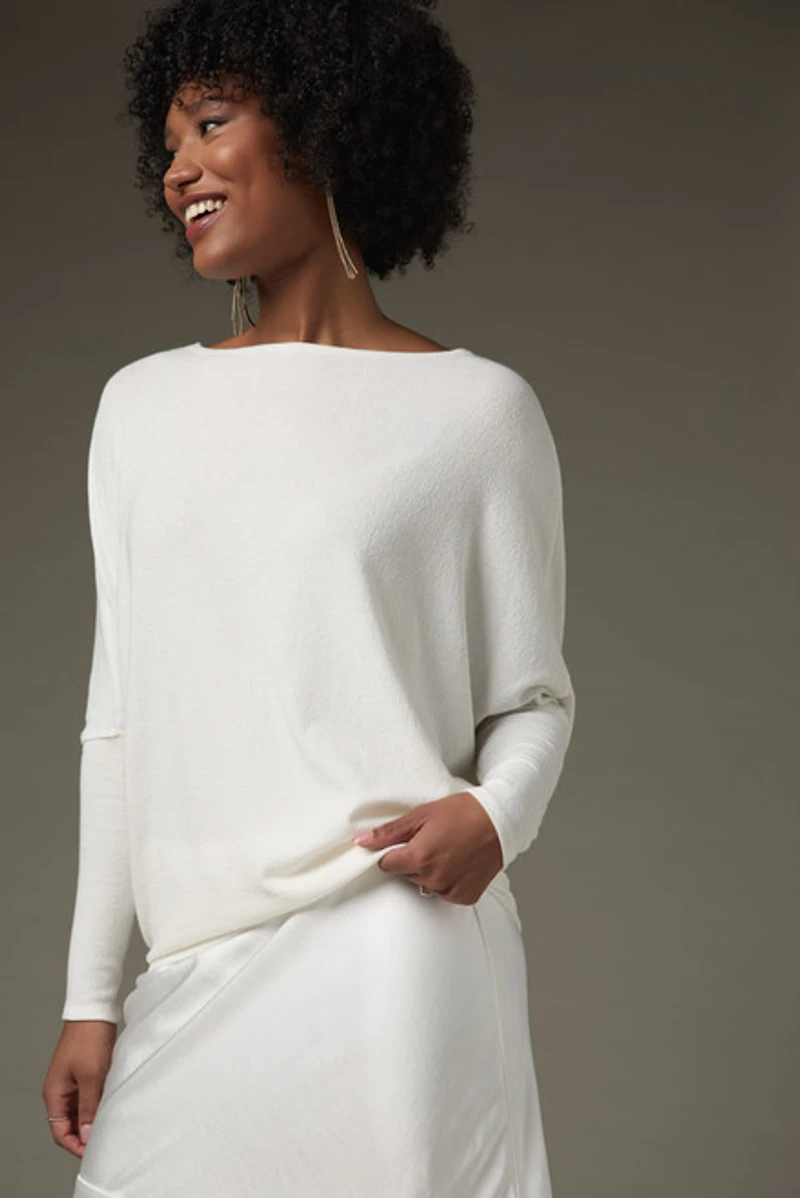 Josie Long Sleeve Dolman Top White