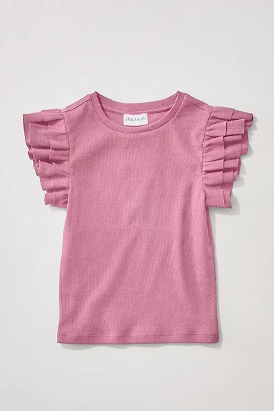 Hello Franki Sleeveless Ribbed Ruffle Tee for girls