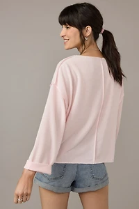 Claire Slouchy Fit Notch Neck Long Sleeve Top Light