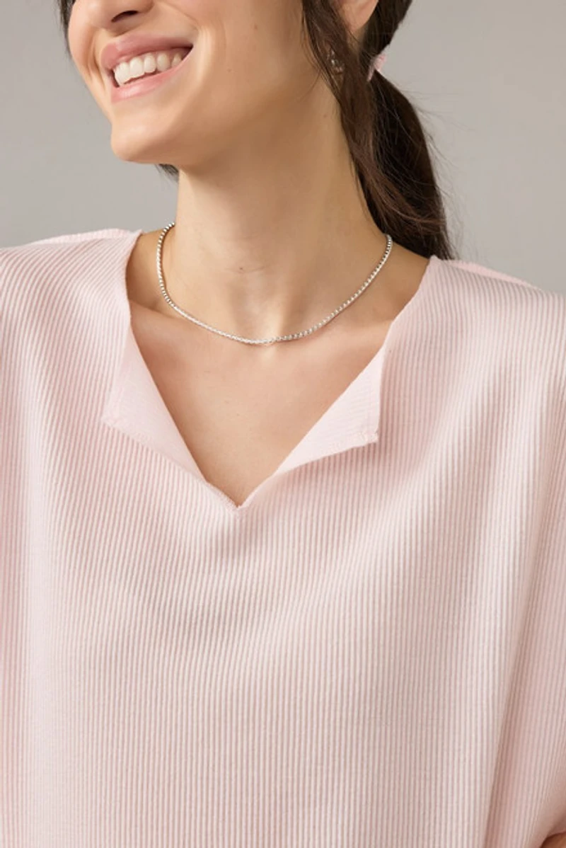 Claire Slouchy Fit Notch Neck Long Sleeve Top Light