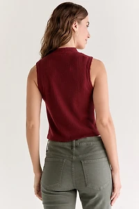 Christine Mock Neck Knitted Tank Top Burgundy