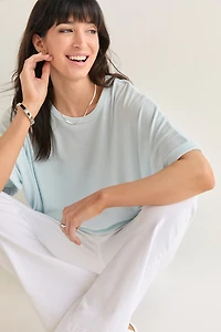 Annabeth Crew Neck Dolman Tee Light Blue