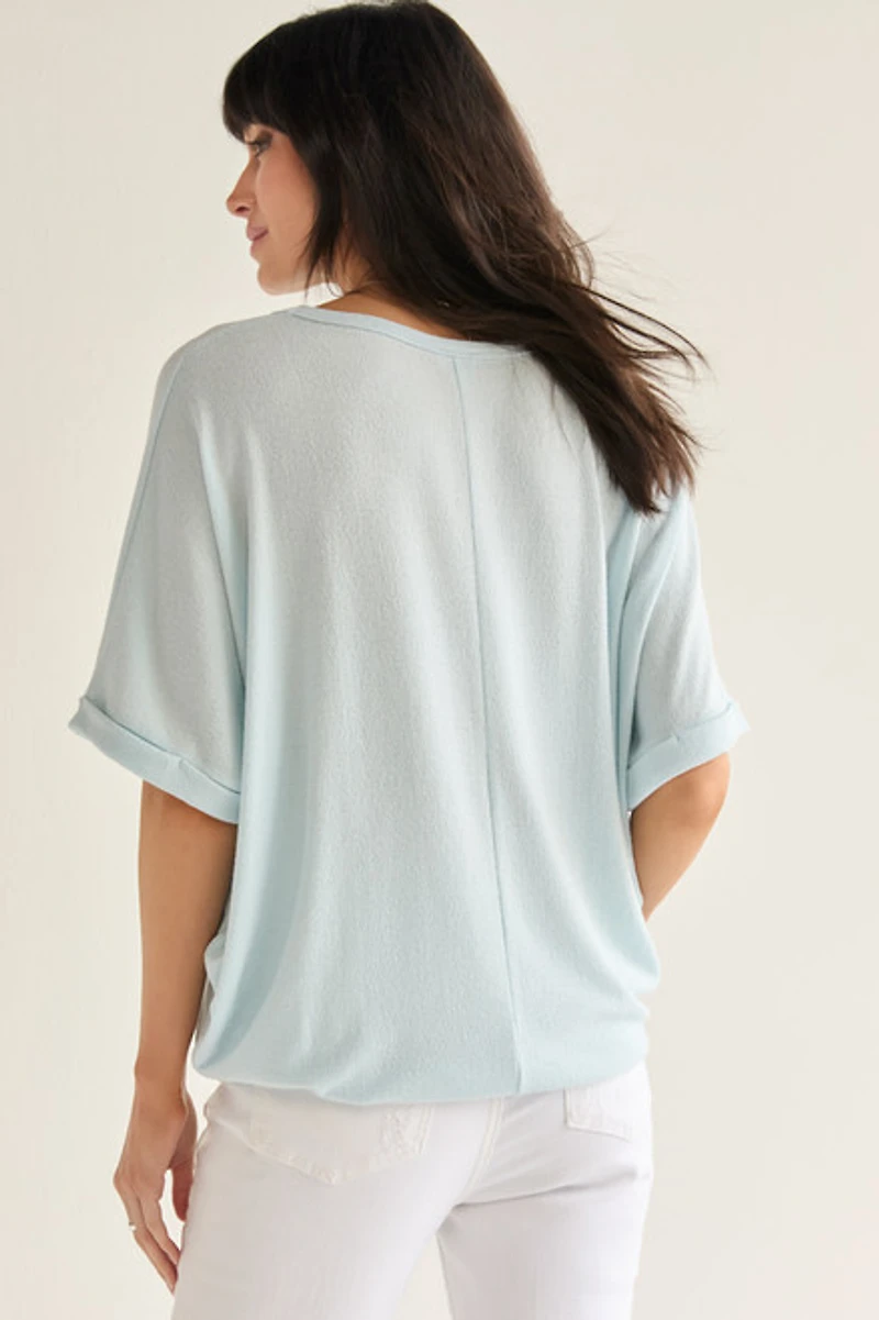 Annabeth Crew Neck Dolman Tee Light Blue