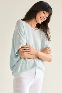 Annabeth Crew Neck Dolman Tee Light Blue