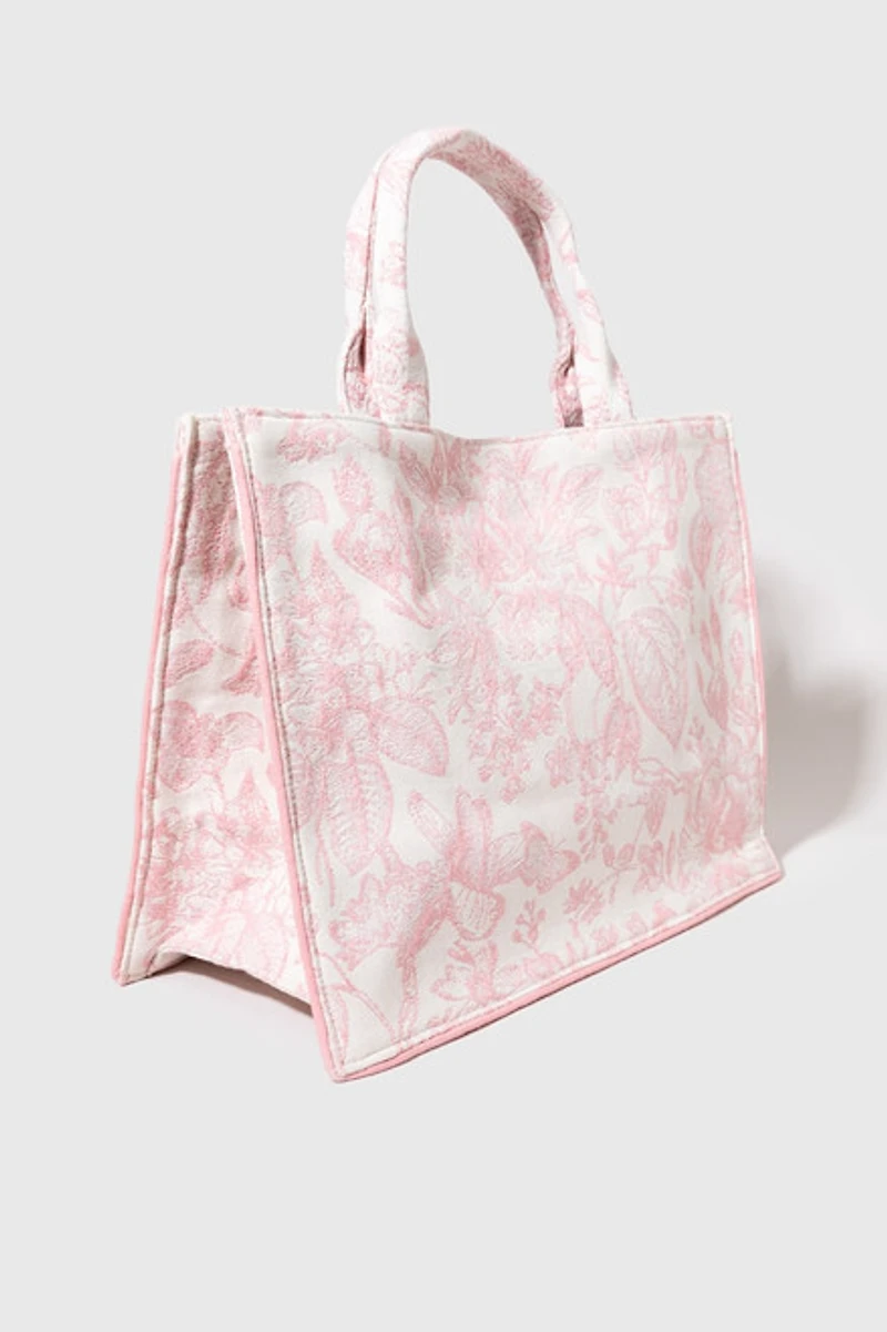 Jeanna Floral Canvas Tote Bag Blush