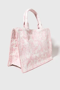 Jeanna Floral Canvas Tote Bag Blush