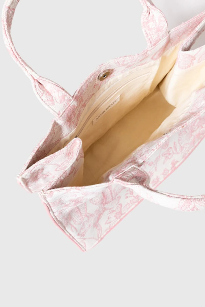 Jeanna Floral Canvas Tote Bag Blush