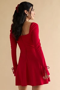 Rene Long Sleeve Waisted Mini Dress Red
