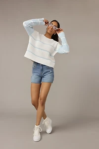 Alice Two Tone Striped Pullover Light Blue