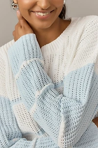 Alice Two Tone Striped Pullover Light Blue
