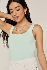 yummi by francesca's Sleeveless Square Neck Tank Bodysuit Mint