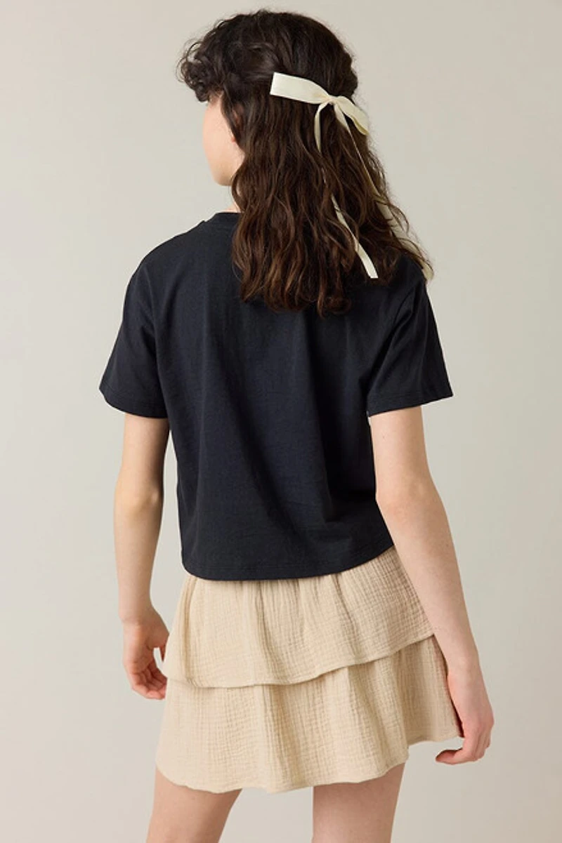 Hello Franki Butterfly Crop T-Shirt for girls Black