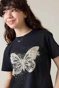 Hello Franki Butterfly Crop T-Shirt for girls Black