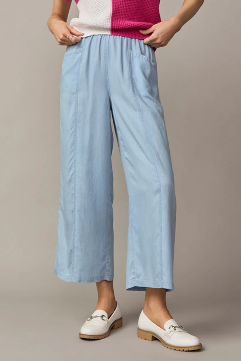 Olivia Double Pocket Culotte Pants Chambray