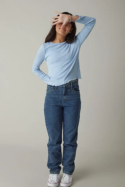 Hello Franki Everly Long Sleeve Lettuce Edge T-Shirt for girls Light