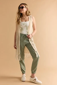 Bonnie Open Gauge Fringe Long Cardigan