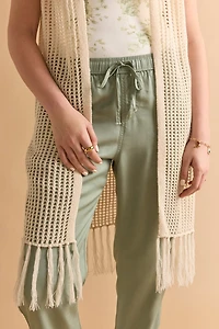 Bonnie Open Gauge Fringe Long Cardigan