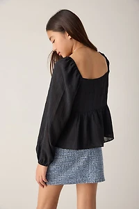 Hello Franki Button Babydoll Blouse for girls Black