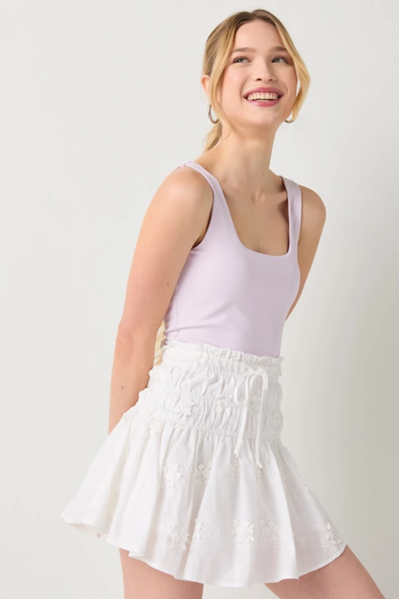 yummi by francesca's Sleeveless Square Neck Tank Bodysuit Lavender