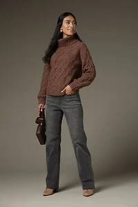 Aviana Cable Pullover Sweater Brown