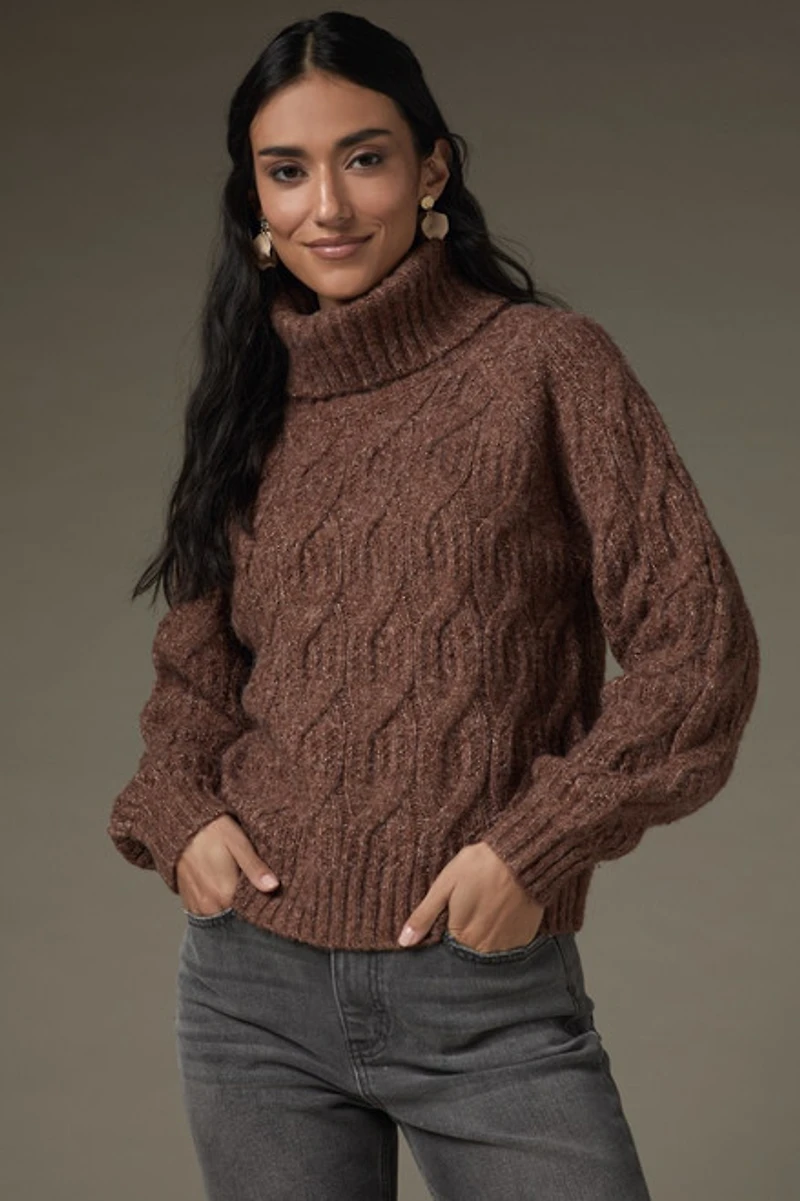 Aviana Cable Pullover Sweater Brown