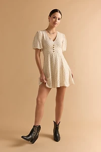 Marsha Polka Dot Front Button Mini Dress