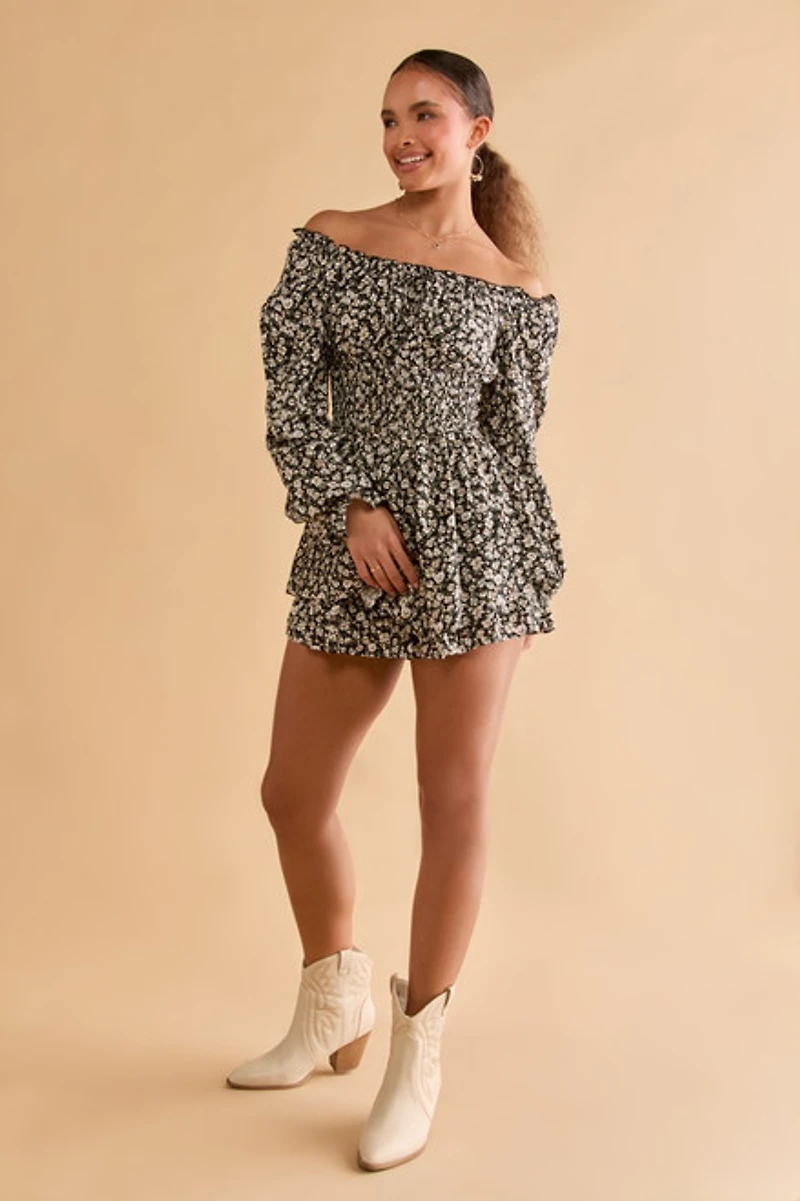Claudia Off The Shoulder Floral Romper