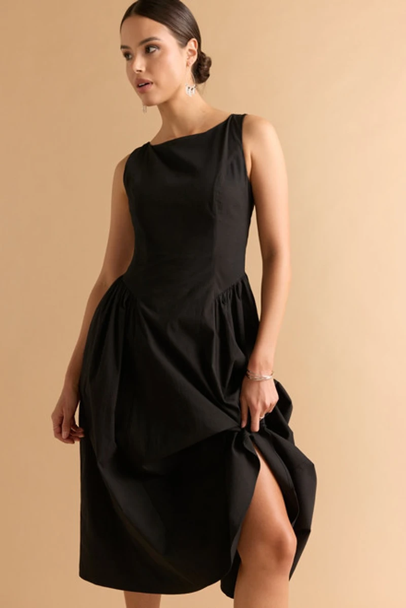 Nina Drop Waist Sleeveless Midi Dress