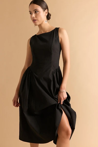 Nina Drop Waist Sleeveless Midi Dress