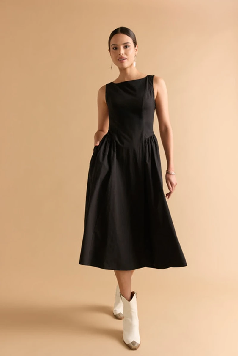 Nina Drop Waist Sleeveless Midi Dress