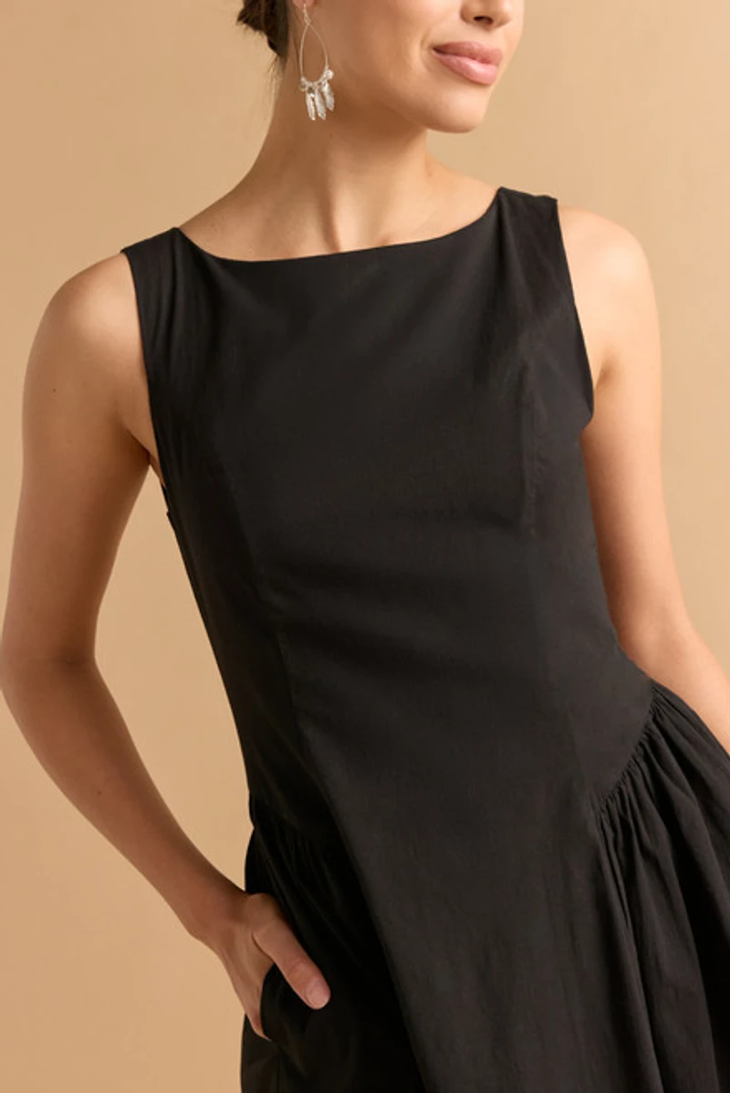 Nina Drop Waist Sleeveless Midi Dress
